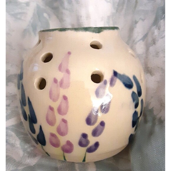 Hand crafted T. B. Pots small wildflower vase 3"X3" pottery floral vase - Picture 2 of 5
